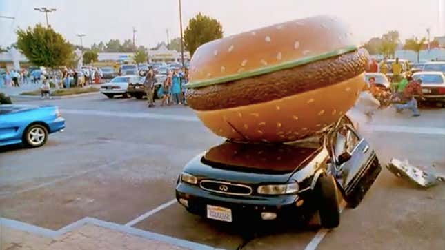 This is not the Burger Mobile, but damn, a lot of burger-car action happened in this movie. 