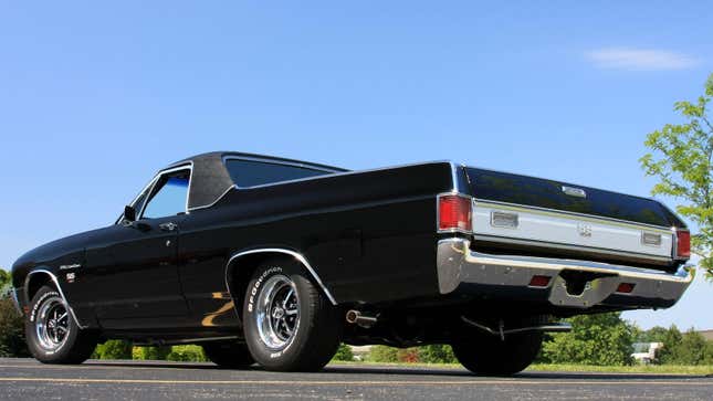 A photo of a black El Camino pickup truck. 