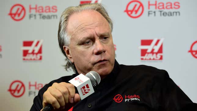 Haas F1 team owner Gene Haas at a press conference 