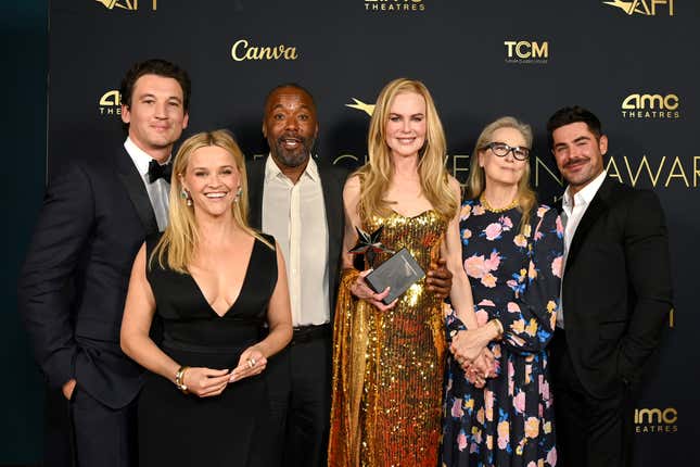 (L-R) Miles Teller, Reese Witherspoon, Lee Daniels, Nicole Kidman, Meryl Streep and Zac Efron attend the 49th AFI Life Achievement Award: