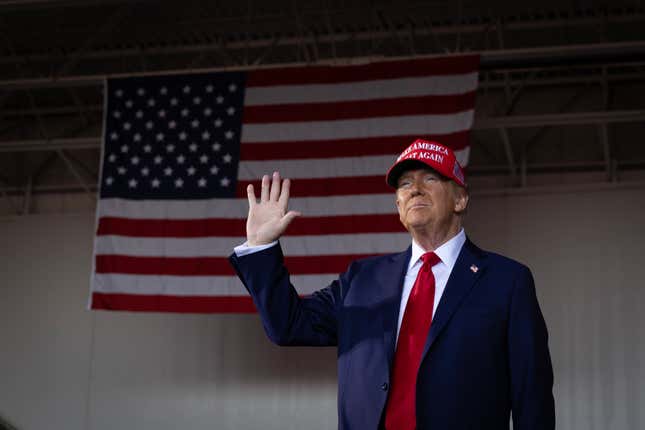 Former President Donald Trump in Juneau, Wisconsin, on October 6, 2024. 