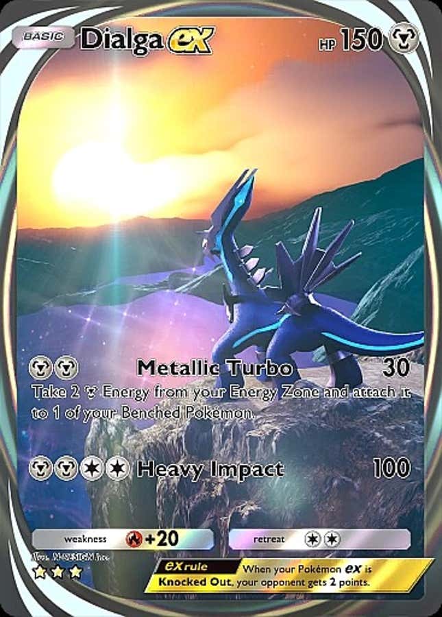 Dialga is shown looking over a chasm.