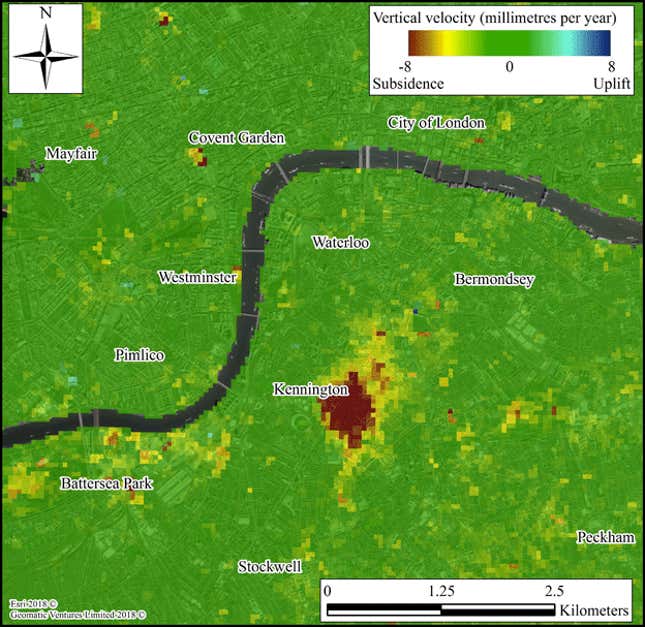 Image for article titled A new train line sank an entire London neighborhood by 1 cm in a year