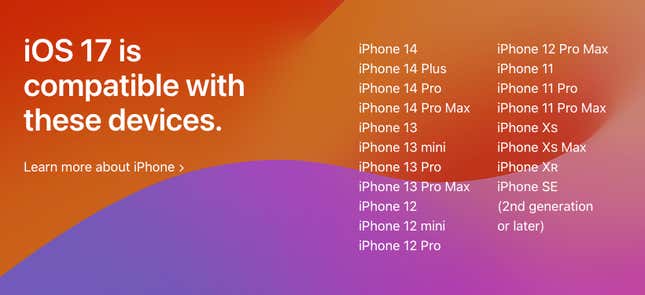 Modelos de iPhone que no se actualizarán a iOS 17 y que ya no