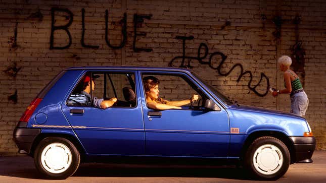 Image for article titled Renault 5 E-Tech&#39;s Denim Interior Is A Throwback To The 1980s R5 Blue Jeans Edition