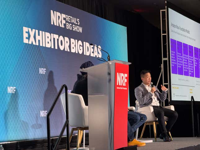 Andrew Sun, Nvidia’s global business development, AI for retail, speaks during an NRF ‘25 panel in New York on Jan. 13, 2025.