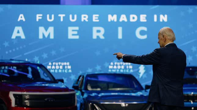 US President Joe Biden during the 2022 North American International Auto Show (NAIAS) in Detroit, Michigan, US, on Wednesday, Sept. 14, 2022.