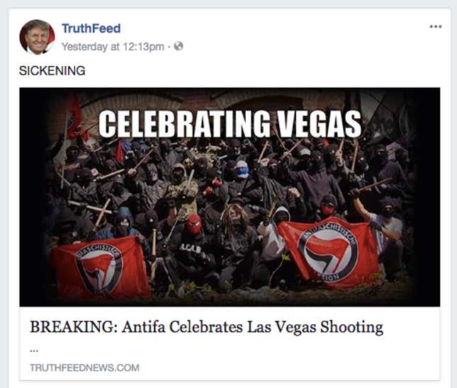 Image for article titled There’s no way to report many of the fastest-spreading Las Vegas conspiracy theories on Facebook