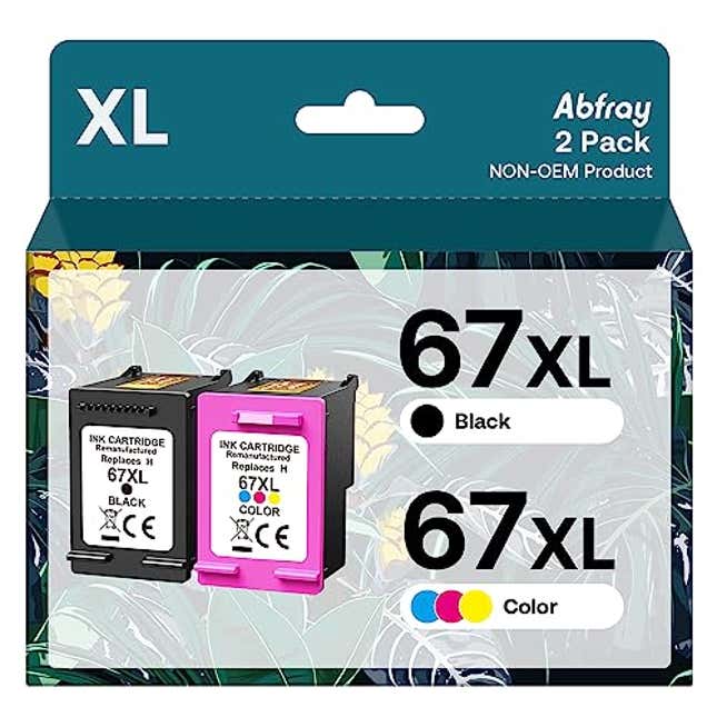 Image for article titled 67XL Ink Cartridges Combo Pack Replacement for HP 67 XL High Yield Remanufactured for Envy 6055e 6055 6052 6075 Envy Pro 6455e 6455 6475 6452 6458 DeskJet 4155 2755e 2755 4052 (1 Black, Now 16% Off