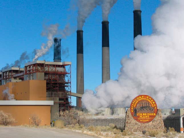 FILE- Steam rises from the huge boiler units at the coal-fired Jim Bridger Power Plant on Nov. 29, 2006, east of Rock Springs, Wyo. A Wyoming coal mine that supplies fuel to the nearby power plant that will be converted to burn gas instead of coal will lay off 19 workers. They&#39;re the latest of thousands of jobs lost in recent years in the beleaguered U.S. coal industry. Black Butte Mine Manager Steve Gili said Wednesday, Nov. 29, 2023, no further layoffs are planned after the layoffs in mid-December. (Jeff Gearino/The Casper Star-Tribune via AP, File)