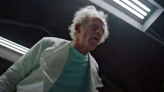 Back to the Future's Christopher Lloyd as Rick Sanchez in Adult Swim's live-action Rick and Morty skits.
