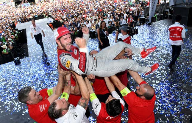 Daniel Abt after winning the 2018 Mexico City ePrix.