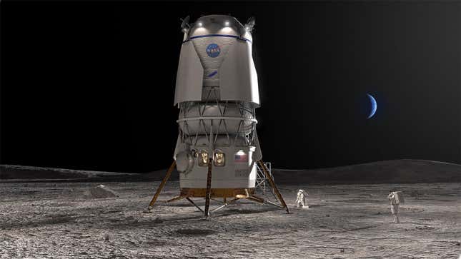 صورة مفاهيمية لنظام الهبوط البشري Blue Moon التابع لشركة Blue Origin.