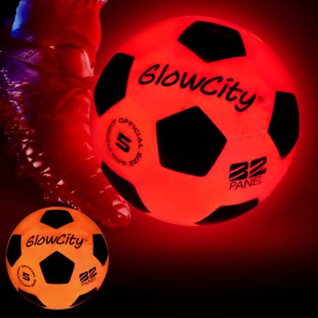 Image for article titled GlowCity Glow in The Dark Soccer Ball | Light Up Indoor/Outdoor Soccer Ball with 2 LED Lights | Pre-Installed Batteries | Fun Gift for Teens, Now 26% Off