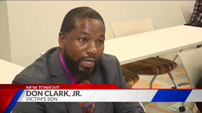 Son of Black Army veteran Don Clark Sr. speaks to reporters about his father’s death at the hands of St. Louis police.