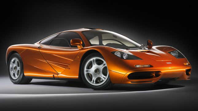 A photo of an orange McLaren F1 supercar. 