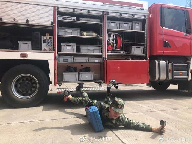 The firefighter participated in the flaunt wealth challenge.
