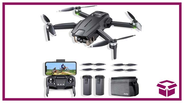 The Ruko 4K drone and included accessories.