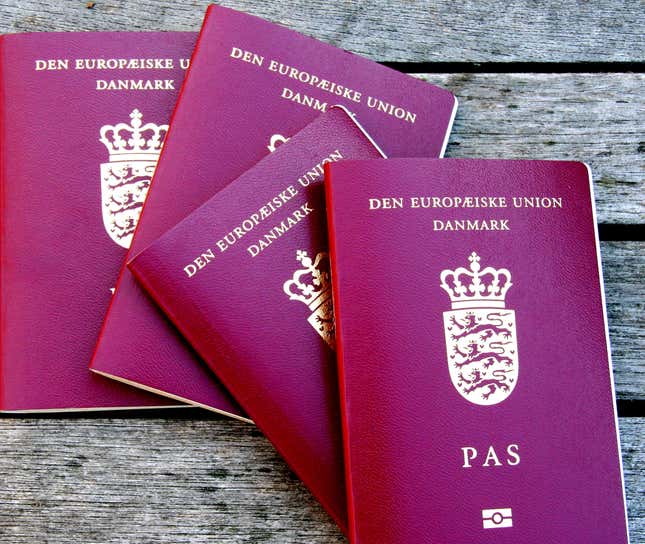 Four Danish passports