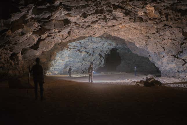 The interior of the lava tube.