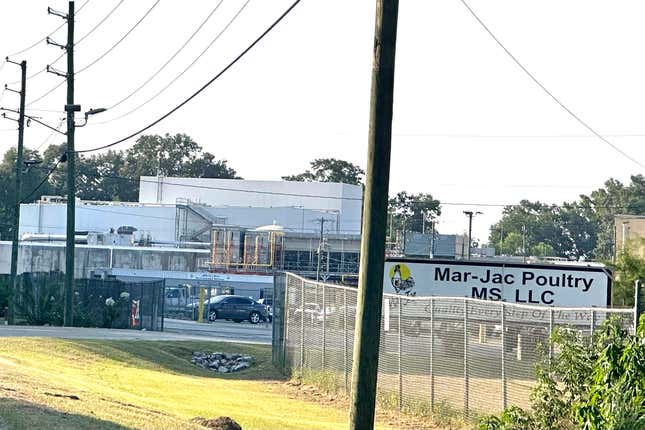 Mar-Jac Poultry in Hattiesburg, Miss., shown in July 26, 2023. The mother of a 16-year-old who died in a workplace accident at the Mississippi poultry factory is suing the companies who hired him to work at the plant, accusing them of failing to follow safety standards that would have prevented his death. (Lici Beveridge/Hattiesburg American via AP)