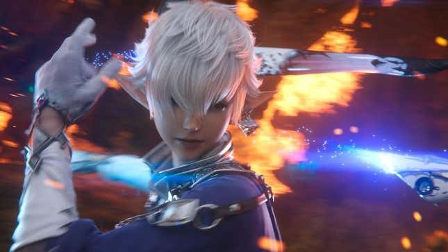 Alphinaud wielding his Sage weapons in combat