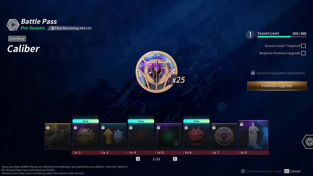 A screen shot of the game's store shows the battle pass rewards.