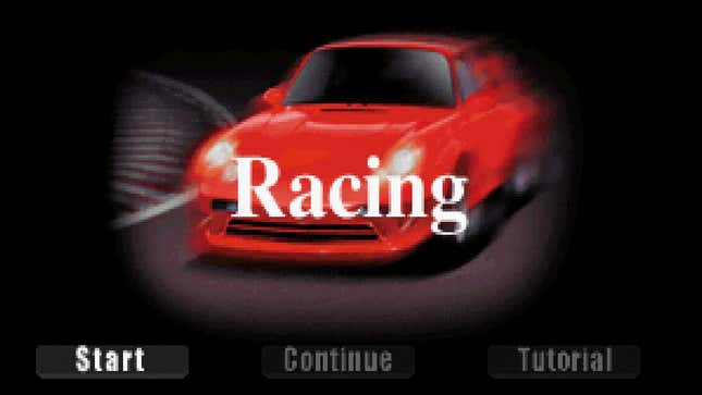 Title screen of Racing, a PlayStation 1 game