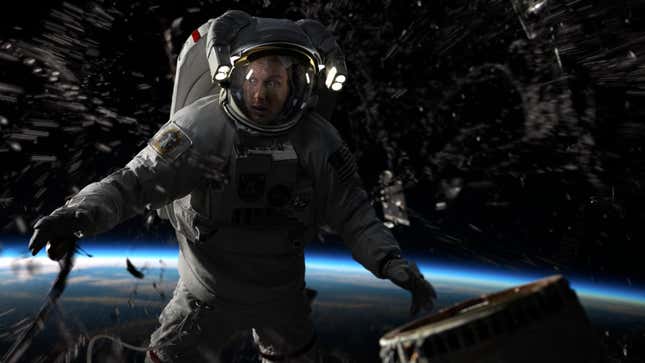 In this scene from Moonfall, an astronaut played by Patrick Wilson is about to be engulfed by a mysterious substance.