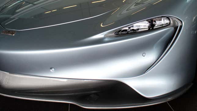 A photo of the headlamp on a McLaren Speedtail. 