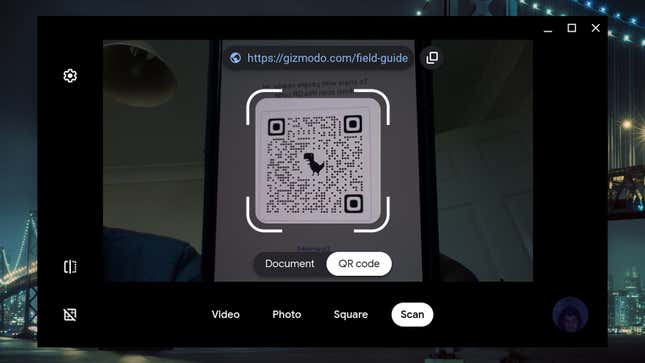 The Chrome OS camera can scan QR codes natively.