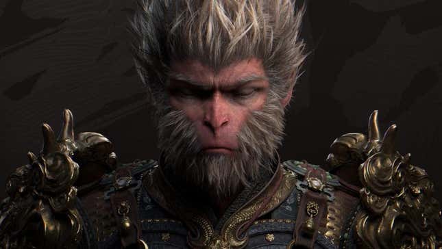 A monkey king closes his eyes.