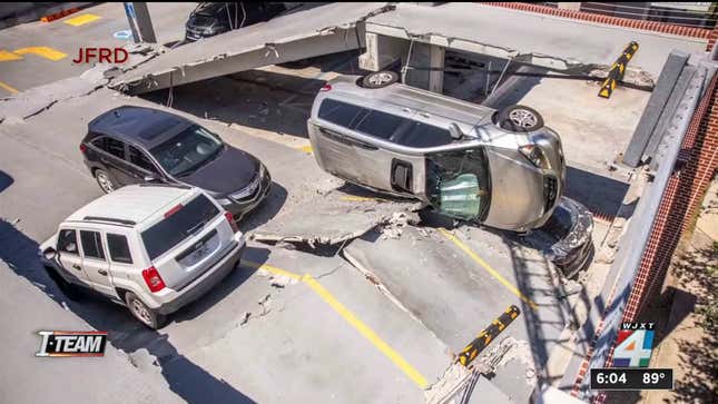 Over 100 Cars Indefinitely Trapped In Collapsed Parking Garage