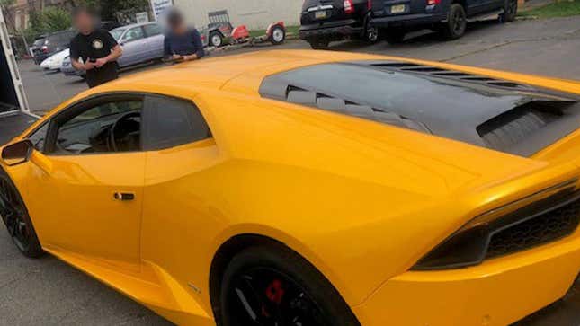 A yellow 2015 Lamborghini Hurican.