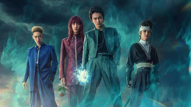 Netflix'in canlı aksiyon uyarlaması için Yu Yu Hakusho'nun çekirdek kadrosu.