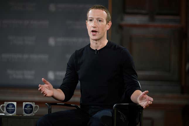 FILE - Mark Zuckerberg speaks at Georgetown University, Oct. 17, 2019, in Washington. Attorneys for Meta and Zuckerberg asked a Delaware judge on Wednesday, Dec. 20, 2023 to dismiss a shareholder lawsuit asserting novel claims about the roles of corporate leaders and arguing that the loyalties of Meta directors should not lie exclusively with the social media giant. (AP Photo/Nick Wass, File)