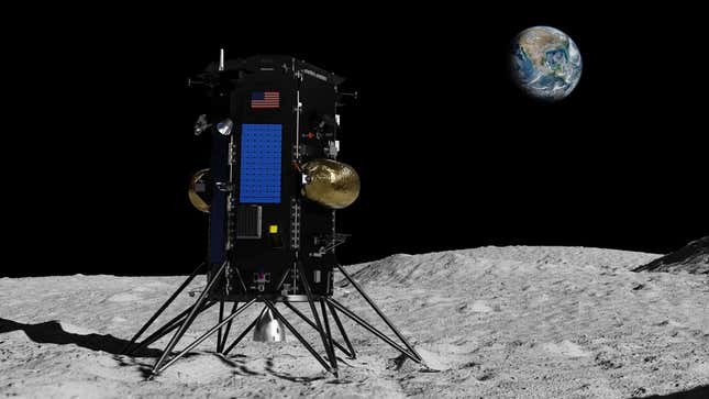 Artistic depiction of. the IM-1 lunar lander from Intuitive Machines. 