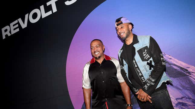 Timbaland, left and Swizz Beatz on day 1 of REVOLT Summit x AT&amp;T Summit on September 12, 2019 in Atlanta, Georgia.