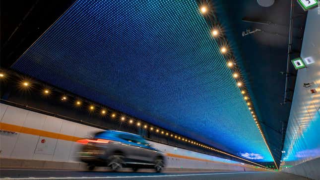 Image for article titled China&#39;s New Longest Underwater Tunnel Has An LED Ceiling