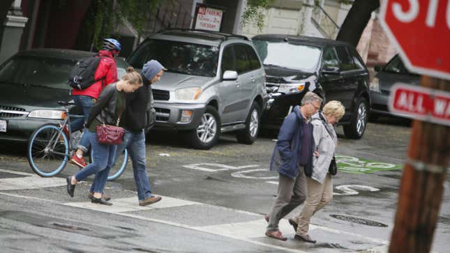 Pedestrians in a crosswalk