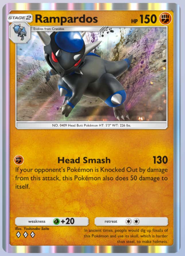 A screenshot of the Rampardos card from Pokémon TCG Pocket.