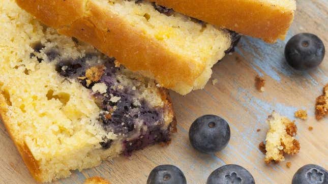 Cornbread slices with blueberries