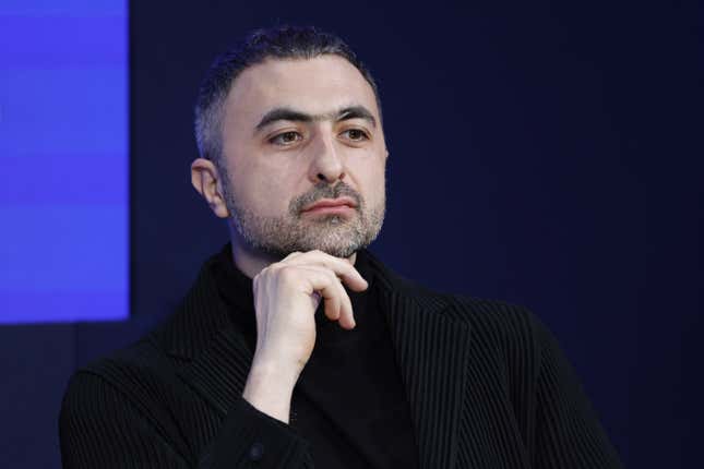 Mustafa Suleyman, co-founder and chief executive officer of Inflection AI UK Ltd., during a panel session on day three of the World Economic Forum.