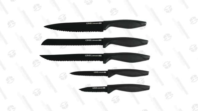 Ginsu Daku Dishwasher Safe Black Coated 5-Piece Prep Set | $15 | SideDeal