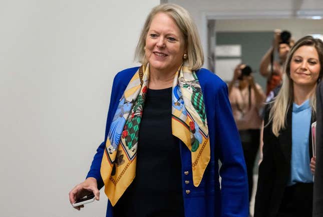 Conservative activist Ginni Thomas, wife of US Supreme Court Justice Clarence Thomas, walks to a meeting with the House Select Committee to Investigate the January 6th Attack on the US Capitol, on Capitol Hill in Washington, DC, on September 29, 2022. - Ginni Thomas is under scrutiny after text messages and emails appear to show her allegedly involved in efforts to keep former US President Donald Trump in the White House. Thomas is reported to have exchanged at least 29 text messages with Trump’s chief of staff, Mark Meadows, in the weeks before January 6, urging him not to concede the election.