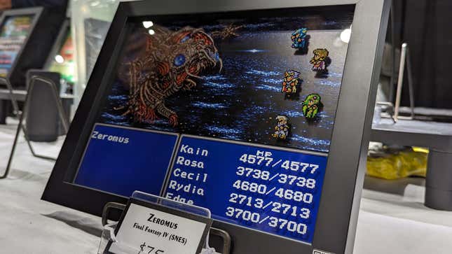 A diorama of a Final Fantasy battle is on display.