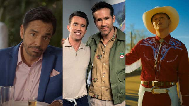 Eugenio Derbez in Acapulco; Rob McElhenney and Ryan Reynolds in Welcome To Wrexham; Noah Reid in Outer Range 