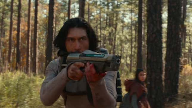 <i>65 </i>trailer: Adam Driver shoots a dinosaur with a space gun