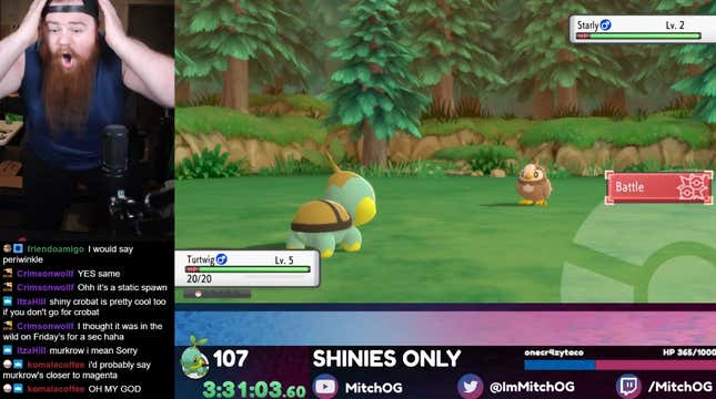 A Shiny Pokémon hunter pops off on Twitch after incredibly rare double-Shiny event occurs in Pokémon BDSP. 