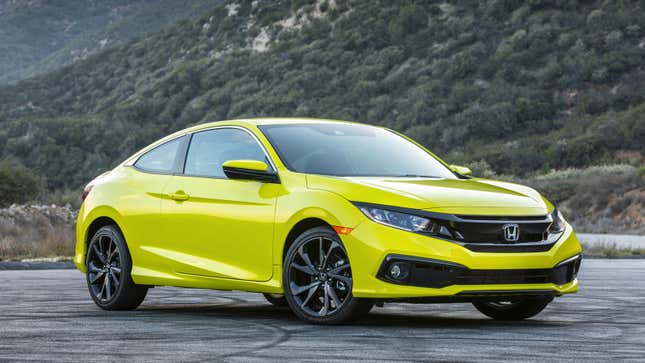 A photo of a lime green Honda Civic. 